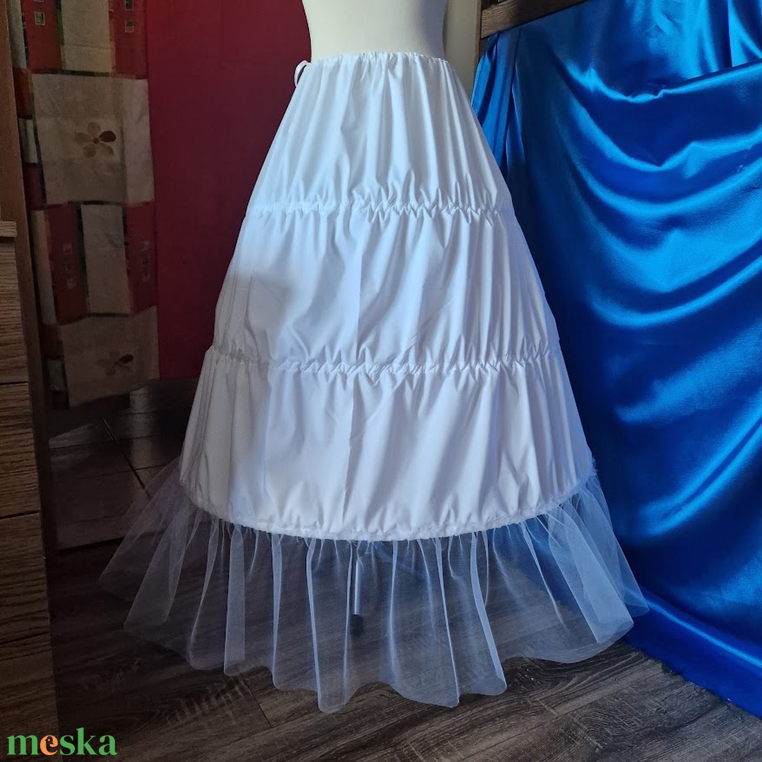 ESKÜVŐ ASZ88 - 3 körös fehér menyasszonyi alsószoknya, abroncs tüll fodros - esküvő - ruha - menyasszonyi ruha - Meska.hu