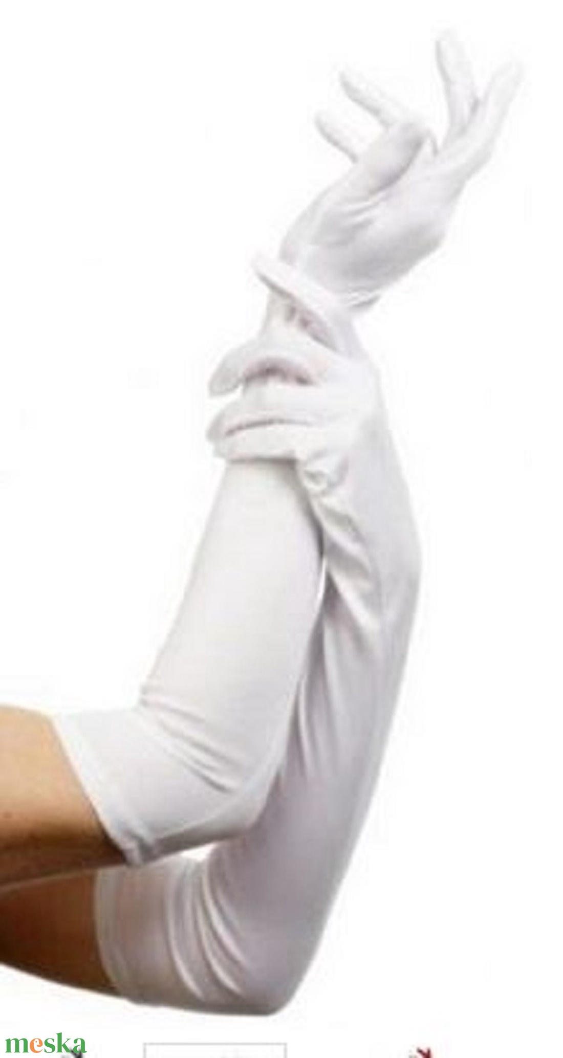 ESKÜVŐ KTY41 - 47cm-es hófehér szatén menyasszonyi kesztyű, operába, bálba - esküvő - kiegészítők - menyasszonyi kesztyűk - Meska.hu