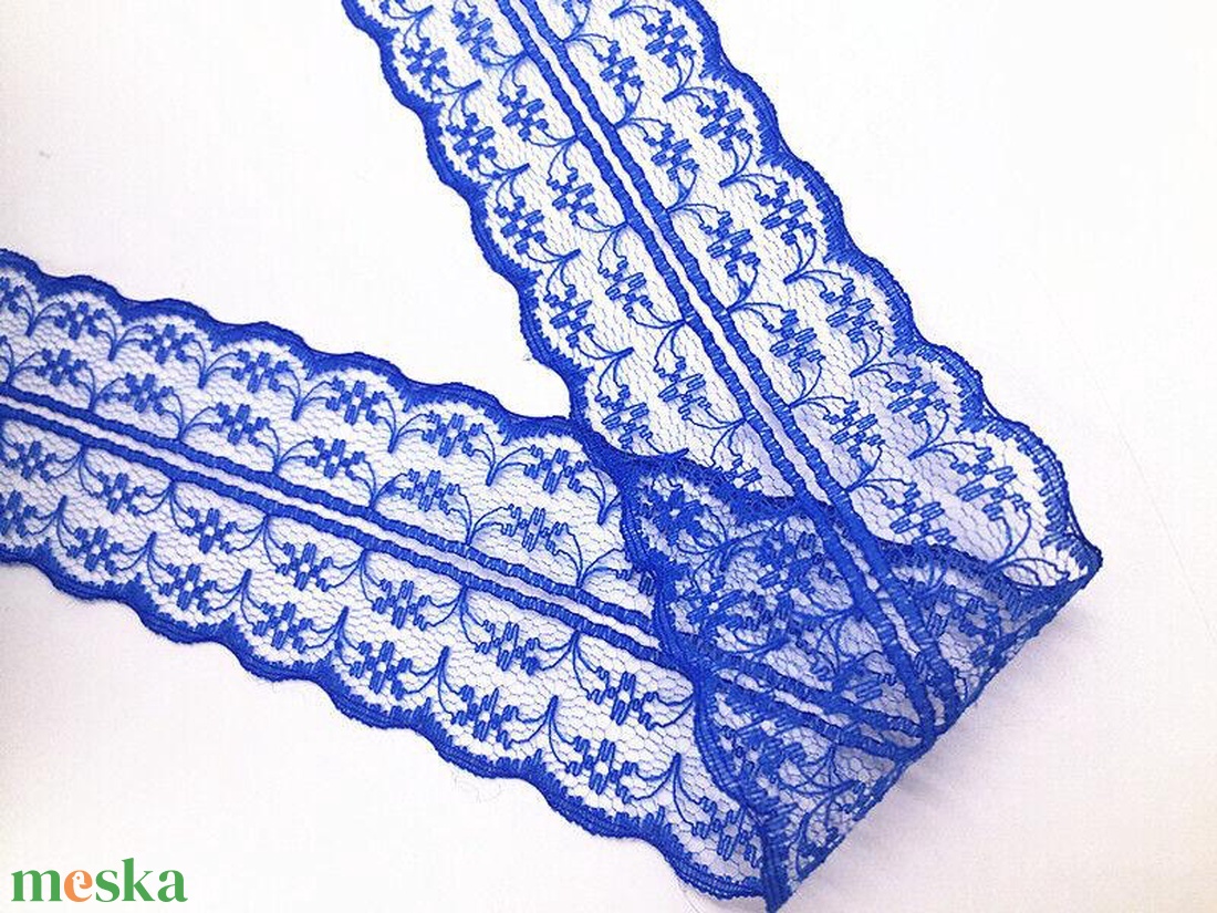 45SCS54 - 45mm-es Királykék színű csipke szalag - kellékek & szerszámok - rövidáru - szalag, pánt - csipke, csipkeszalag - Meska.hu