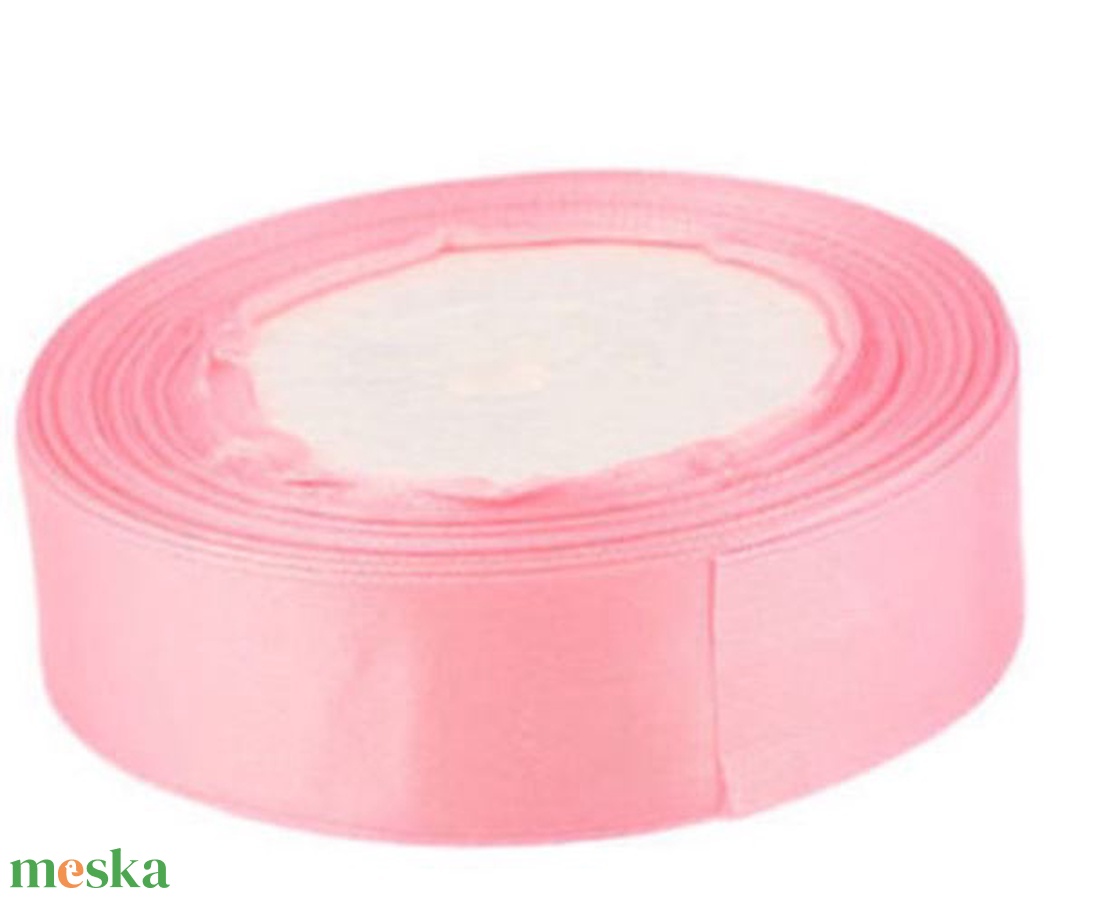 25SZS21 - 25mm-es szatén szalag - rózsaszín 21. - kellékek & szerszámok - méteráru - dekorációs alapanyag - Meska.hu