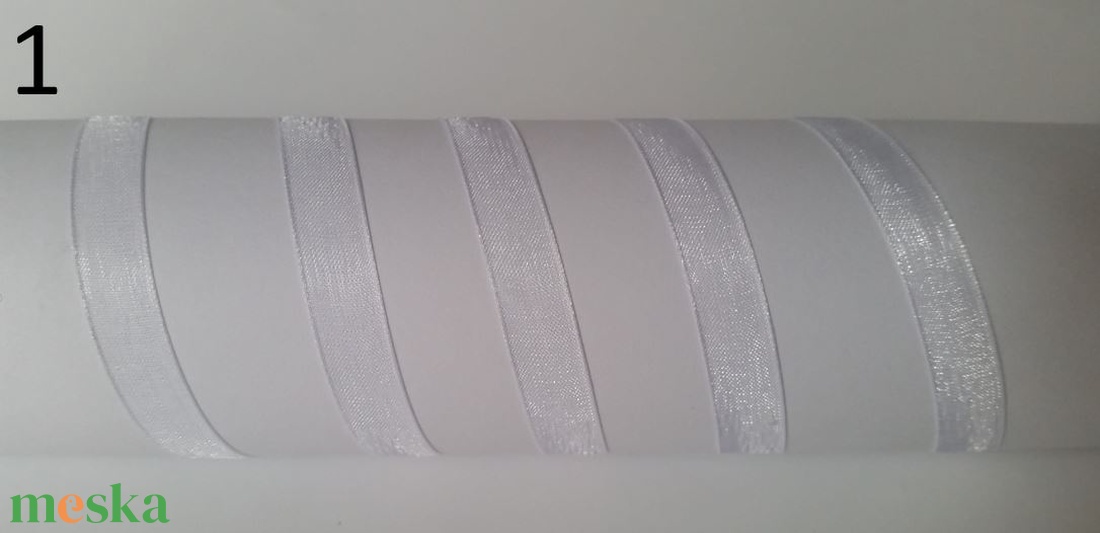 10SZO01 - 10mm-es organza szalag � fehér 1. - kellékek & szerszámok - méteráru - dekorációs alapanyag - Meska.hu