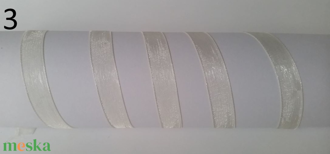 10SZO03 - 10mm-es organza szalag � krém 3. - kellékek & szerszámok - méteráru - dekorációs alapanyag - Meska.hu