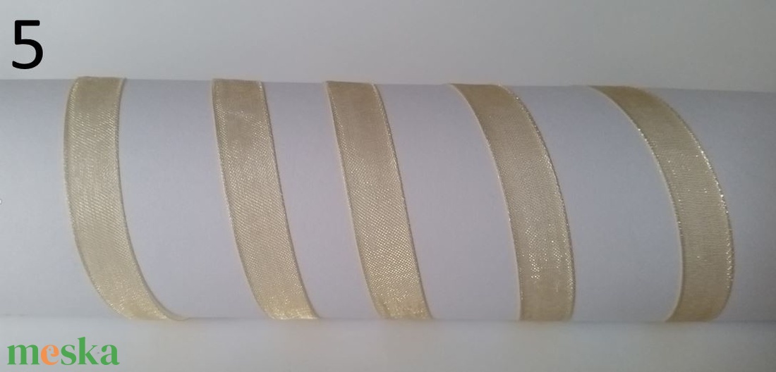 10SZO05 - 10mm-es organza szalag � arany 5. - kellékek & szerszámok - méteráru - dekorációs alapanyag - Meska.hu