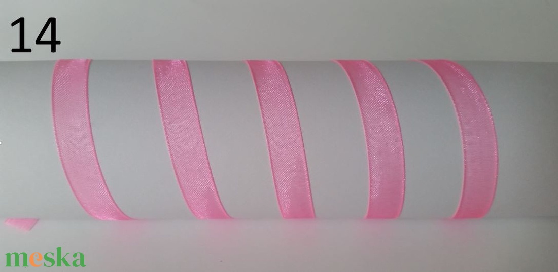 10SZO14 - 10mm-es organza szalag � neonrózsaszín 14. - kellékek & szerszámok - méteráru - dekorációs alapanyag - Meska.hu