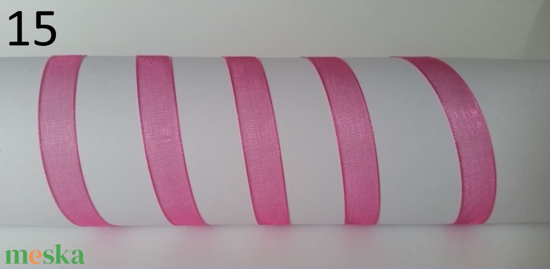 10SZO15 - 10mm-es organza szalag � pink 15. - kellékek & szerszámok - méteráru - dekorációs alapanyag - Meska.hu