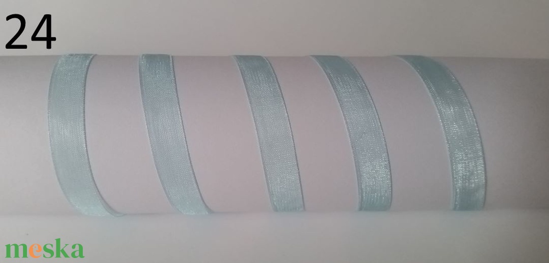 10SZO24 - 10mm-es organza szalag � világostürkiz 24. - kellékek & szerszámok - méteráru - dekorációs alapanyag - Meska.hu