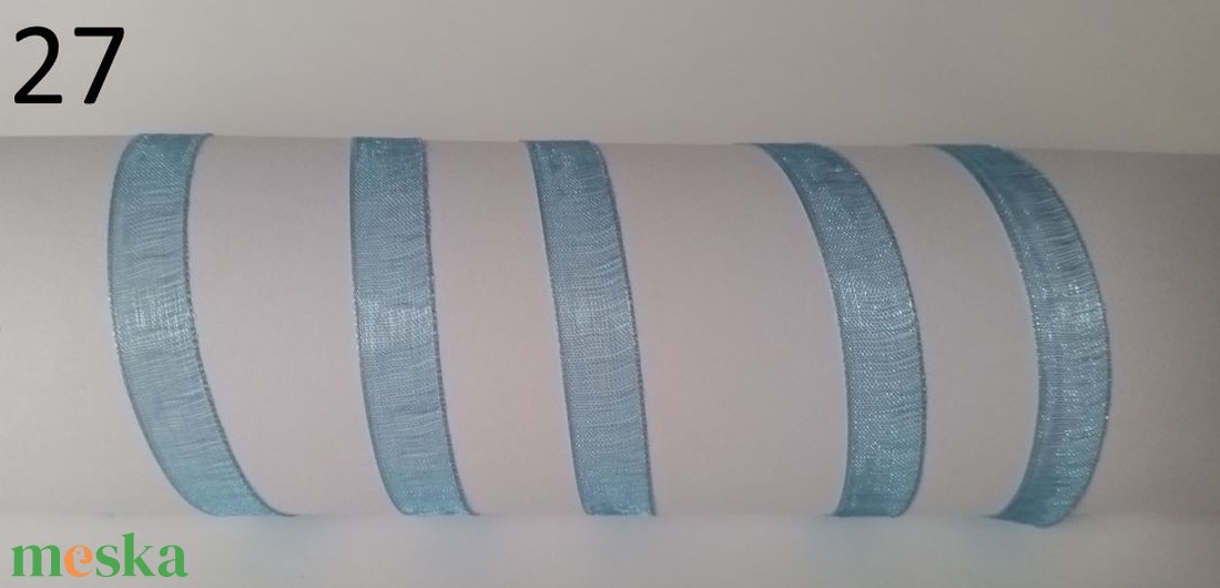 10SZO27 - 10mm-es organza szalag - középkék 27. - kellékek & szerszámok - méteráru - dekorációs alapanyag - Meska.hu