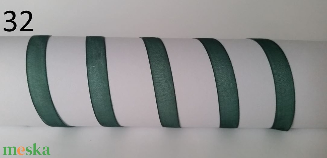 10SZO32 - 10mm-es organza szalag � méregzöld 32. - kellékek & szerszámok - méteráru - dekorációs alapanyag - Meska.hu