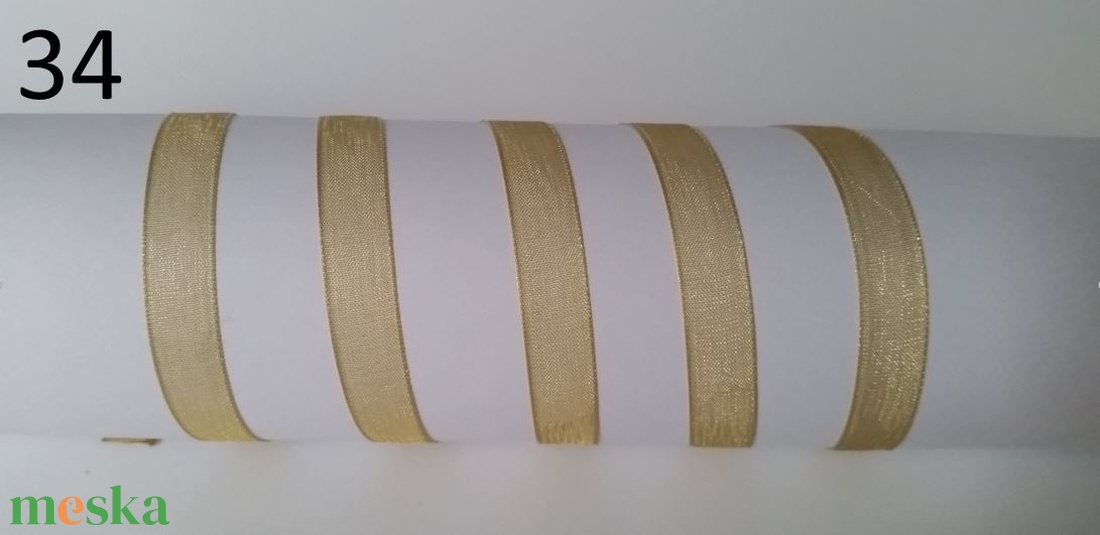 10SZO34 - 10mm-es organza szalag � óarany 34. - kellékek & szerszámok - méteráru - dekorációs alapanyag - Meska.hu