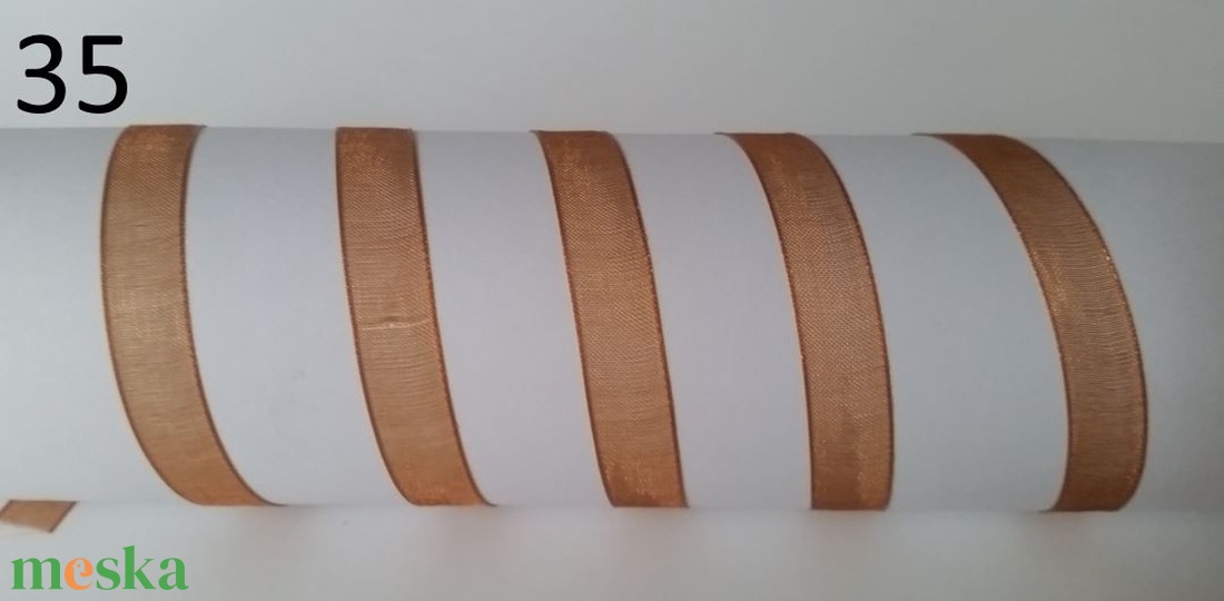 10SZO35 - 10mm-es organza szalag - karamell barna 35. - kellékek & szerszámok - méteráru - dekorációs alapanyag - Meska.hu