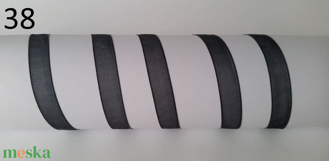 10SZO38 - 10mm-es organza szalag � fekete 38. - kellékek & szerszámok - méteráru - dekorációs alapanyag - Meska.hu