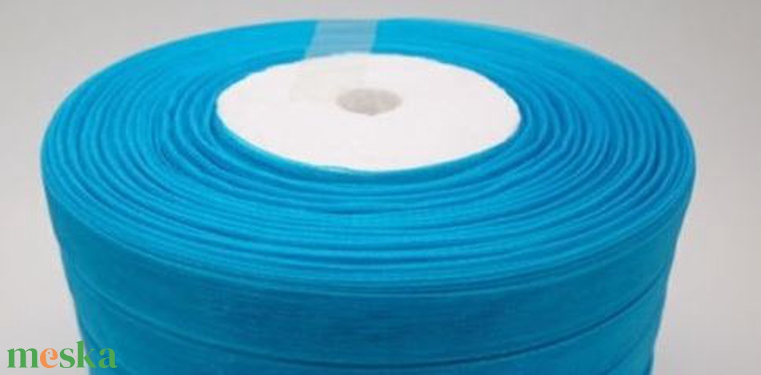 10SZO40 - 10mm-es organza szalag � türkiz 40. - kellékek & szerszámok - méteráru - dekorációs alapanyag - Meska.hu