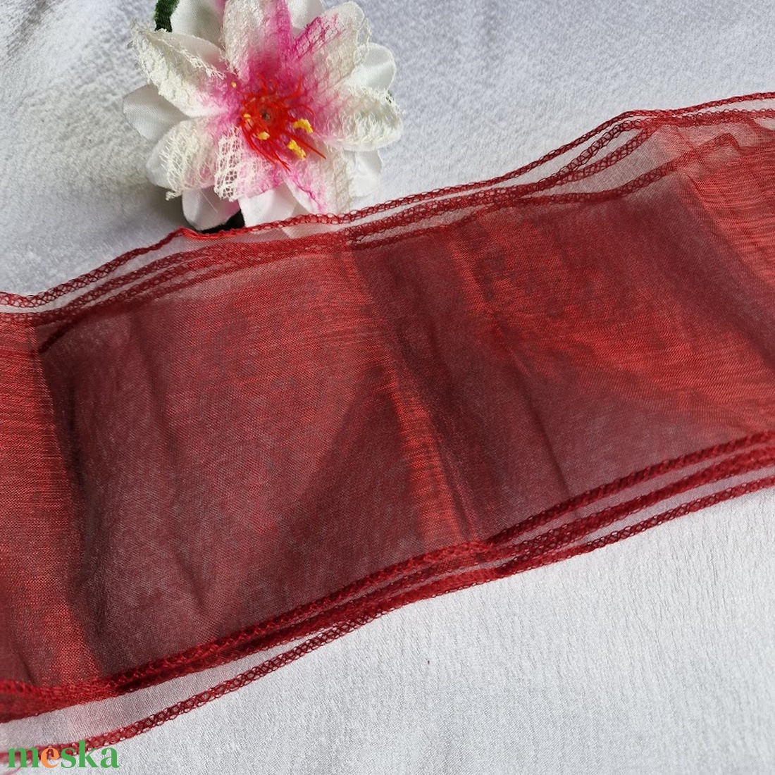 110mm-es bordó organza szalag 140cm - kellékek & szerszámok - méteráru - dekorációs alapanyag - Meska.hu