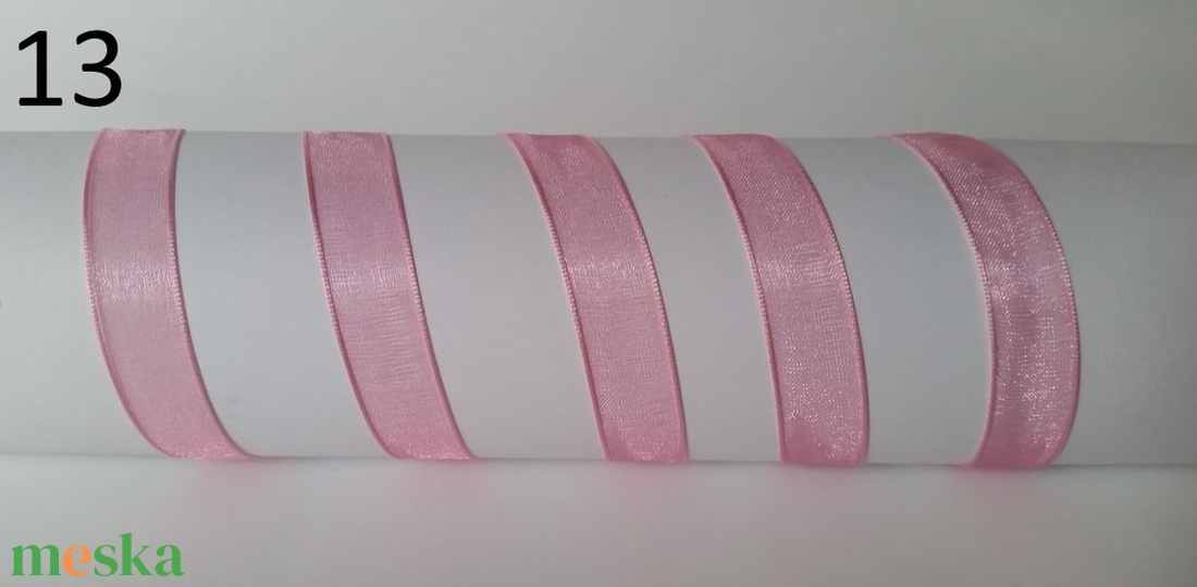 14SZO13 - 14mm-es organza szalag � rózsaszín 13. - kellékek & szerszámok - méteráru - dekorációs alapanyag - Meska.hu
