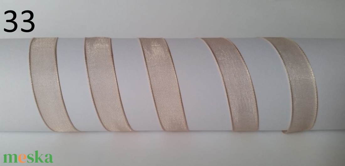 14SZO23 - 14mm-es organza szalag � bézs 33. - kellékek & szerszámok - méteráru - dekorációs alapanyag - Meska.hu