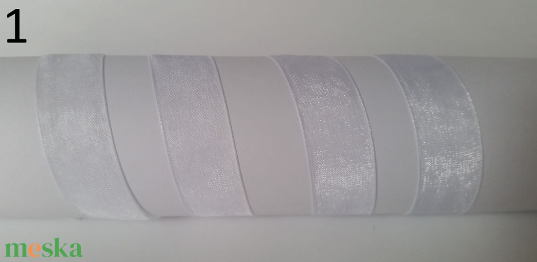 20SZO01 - 20mm-es organza szalag � fehér 1. - kellékek & szerszámok - méteráru - dekorációs alapanyag - Meska.hu