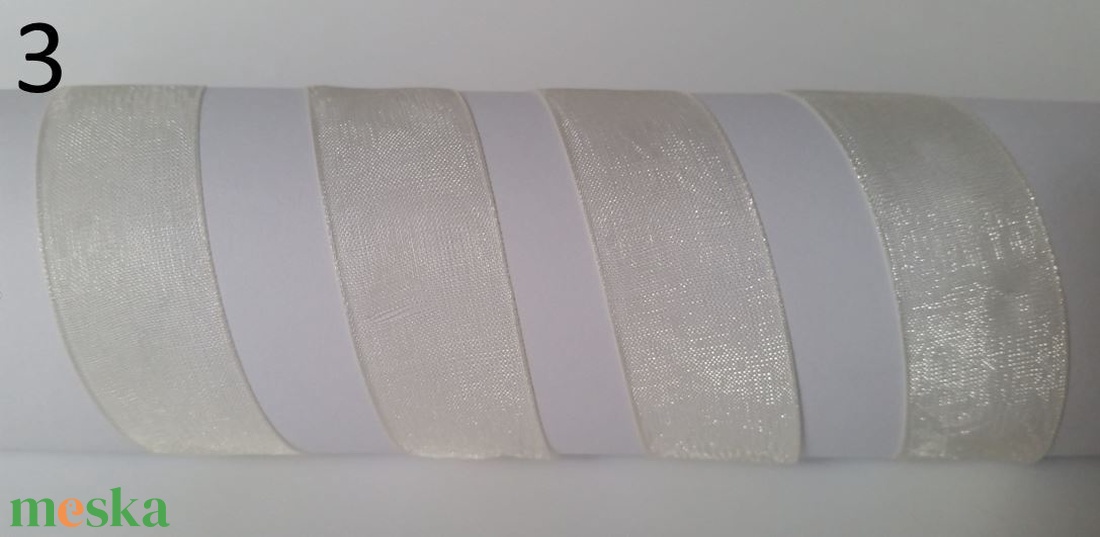 20SZO03 - 20mm-es organza szalag � krém 3. - kellékek & szerszámok - méteráru - dekorációs alapanyag - Meska.hu