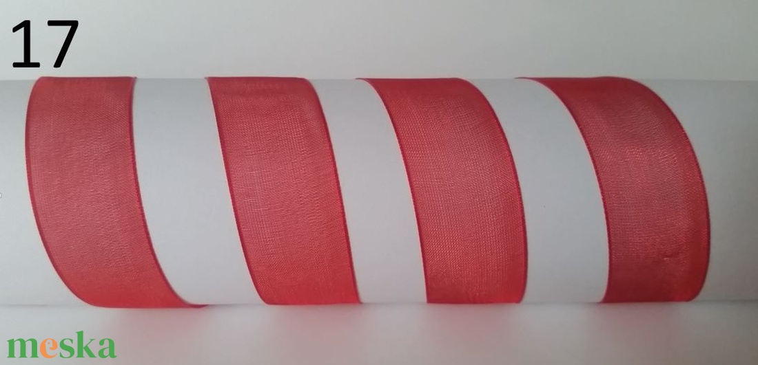 20SZO17 - 20mm-es organza szalag � piros 17. - kellékek & szerszámok - méteráru - dekorációs alapanyag - Meska.hu
