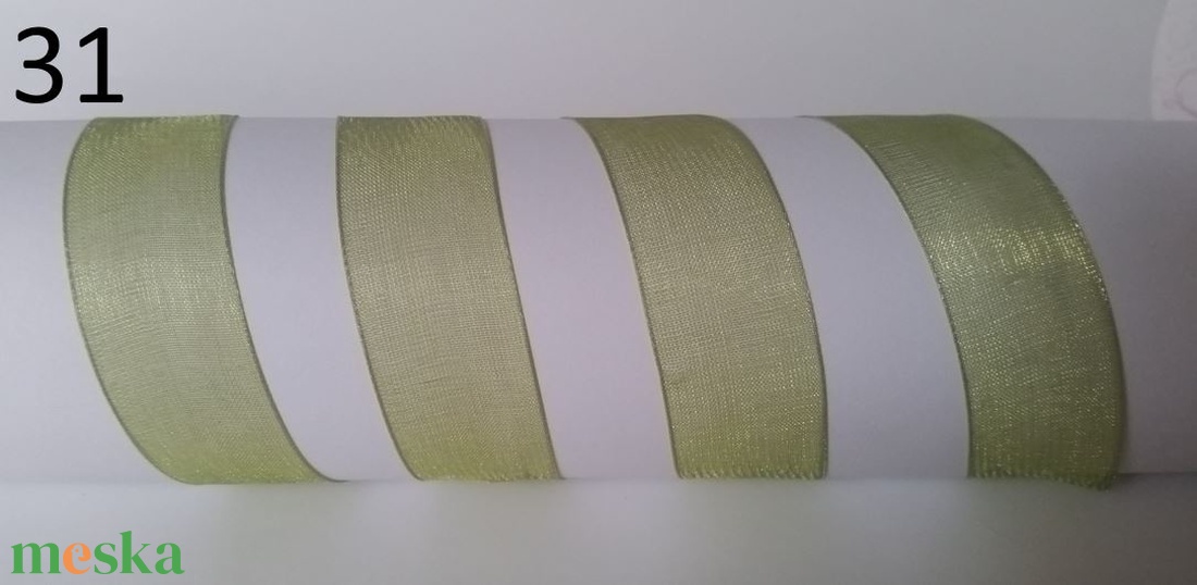20SZO31 - 20mm-es organza szalag � olajzöld 31 - kellékek & szerszámok - méteráru - dekorációs alapanyag - Meska.hu