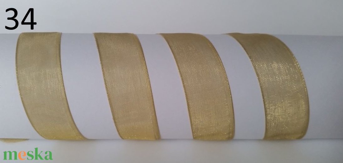 20SZO34 - 20mm-es organza szalag � óarany 34. - kellékek & szerszámok - méteráru - dekorációs alapanyag - Meska.hu