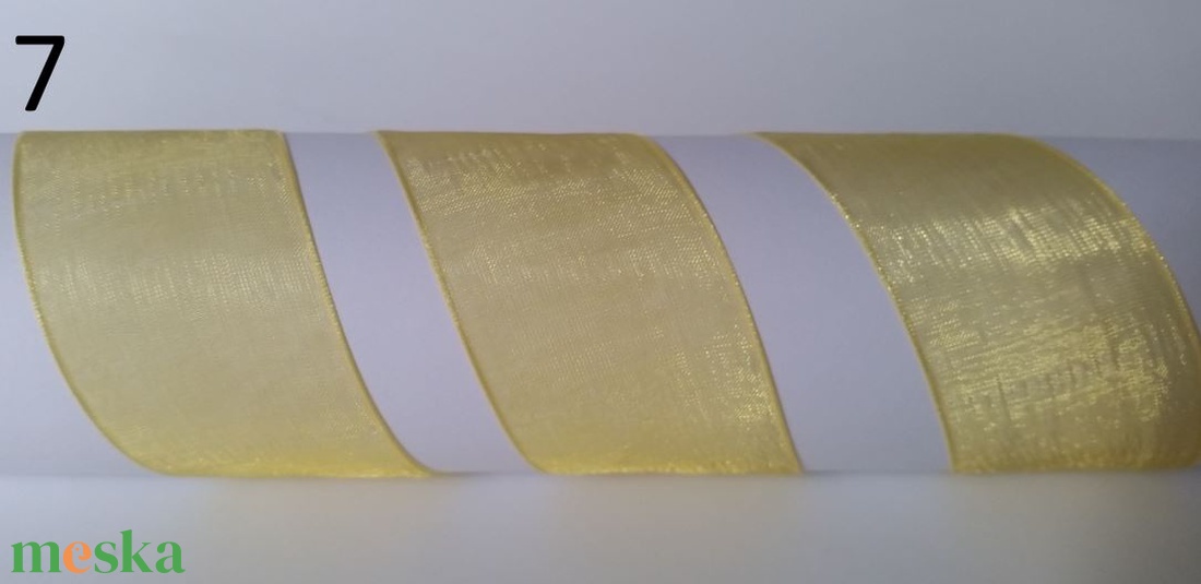 40SZO07 - 40mm-es organza szalag � citromsárga 7. - kellékek & szerszámok - méteráru - dekorációs alapanyag - Meska.hu