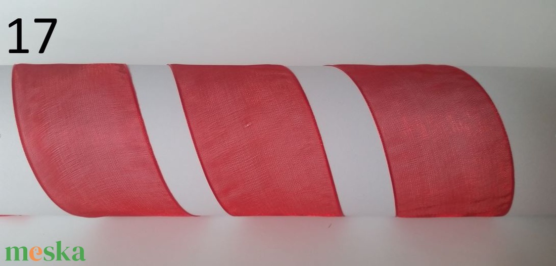 40SZO17 - 40mm-es organza szalag � piros 17. - kellékek & szerszámok - méteráru - dekorációs alapanyag - Meska.hu