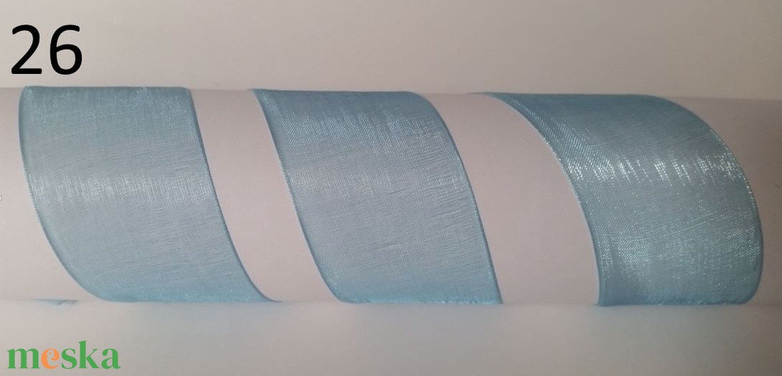 40SZO26 - 40mm-es organza szalag � égszínkék 26. - kellékek & szerszámok - méteráru - dekorációs alapanyag - Meska.hu