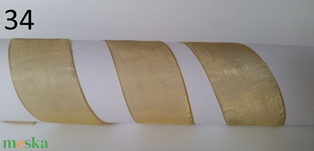 40SZO34 - 40mm-es organza szalag � óarany 34. - kellékek & szerszámok - méteráru - dekorációs alapanyag - Meska.hu
