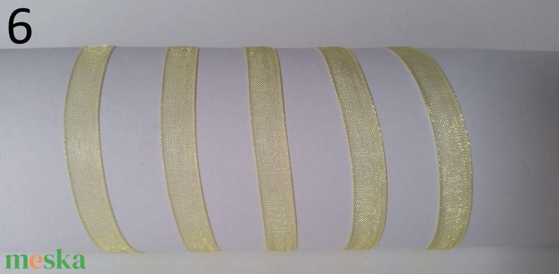 6SZO06 - 6mm-es organza szalag � halvány citromsárga 6. - kellékek & szerszámok - méteráru - dekorációs alapanyag - Meska.hu