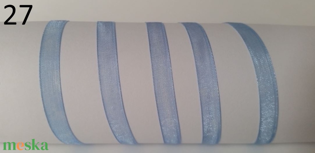 6SZO27 - 6mm-es organza szalag - középkék 27. - kellékek & szerszámok - méteráru - dekorációs alapanyag - Meska.hu