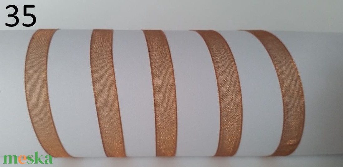 6SZO35 - 6mm-es organza szalag - karamell barna 35. - kellékek & szerszámok - méteráru - dekorációs alapanyag - Meska.hu