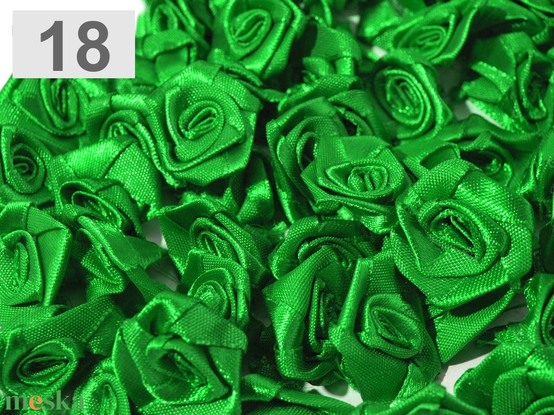 SZR1212 - Kb 12mm-es Szatén rózsa virág - fűzöld - kellékek & szerszámok - dekorációs kellékek - virágfej - Meska.hu