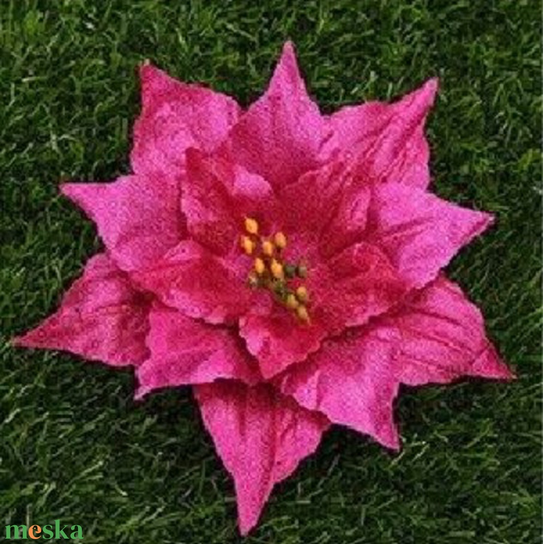 VIR22 - 15cm-es Csillogós mikulásvirág fej - magenta / pink - kellékek & szerszámok - dekorációs kellékek - virágfej - Meska.hu