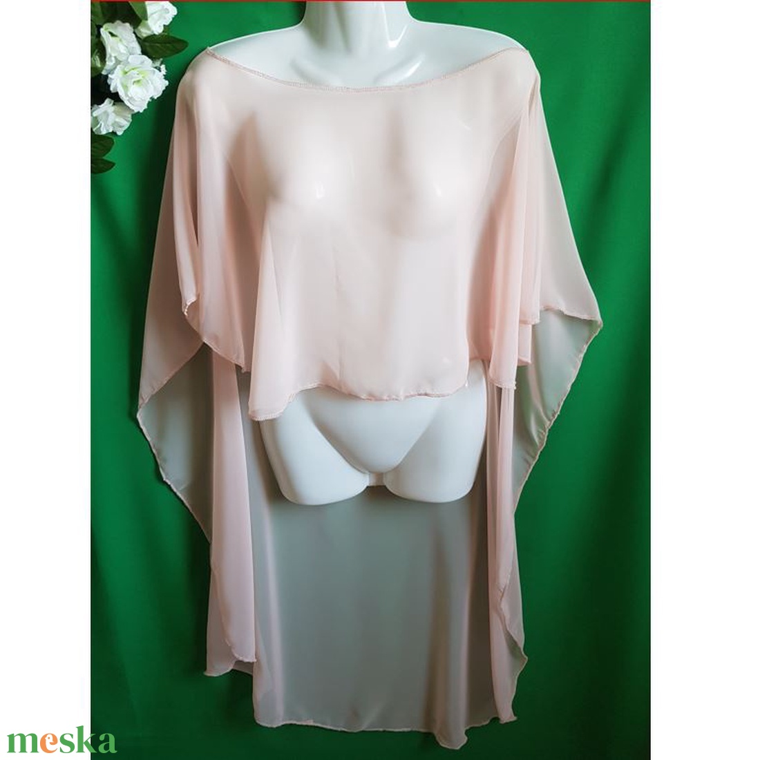 Barack színű, elől rövid hátul hosszú muszlin pelerin, alkalmi válltakaró - esküvő - kiegészítők - bolero és válltakaró - Meska.hu Barack színű, elől rövid hátul hosszú muszlin pelerin, alkalmi válltakaró - esküvő - kiegészítők - bolero és válltakaró - Meska.hu