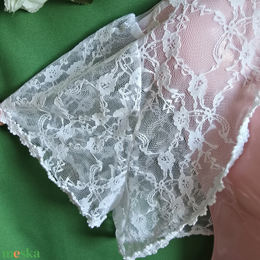 Kb. 3XL-es hófehér színű, rövid ujjú, elasztikus csipke boleró - esküvő - kiegészítők - bolero és válltakaró - Meska.hu