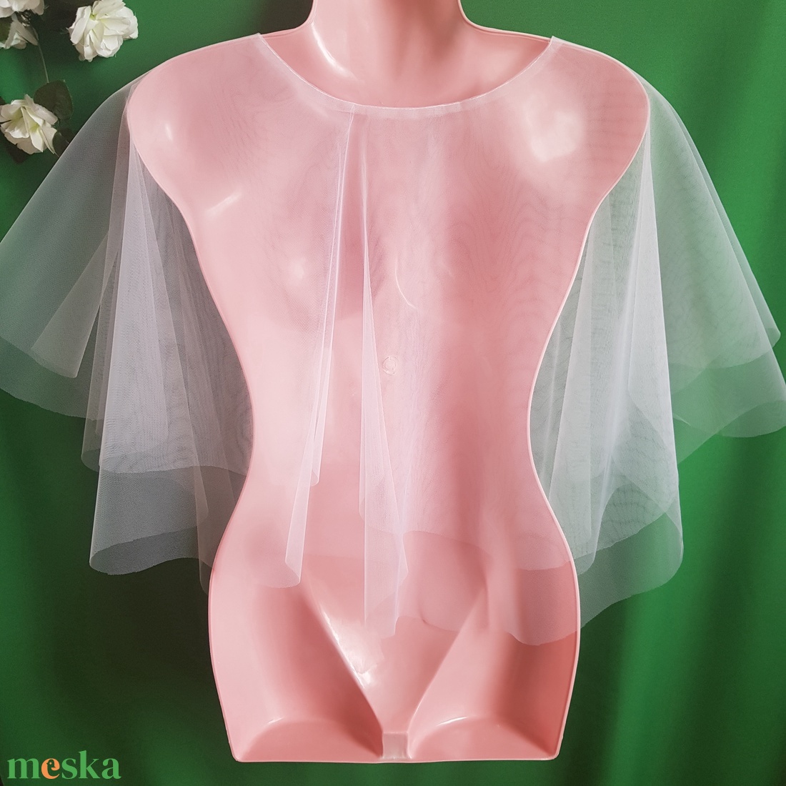 Hófehér színű, 2 rétegű menyasszonyi tüll pelerin, válltakaró - esküvő - kiegészítők - bolero és válltakaró - Meska.hu