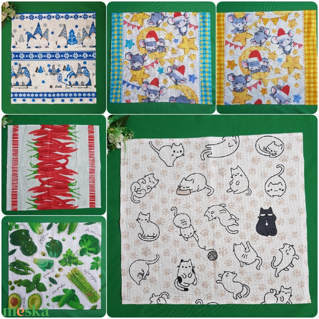 Nagyméretű karácsonyi manó mintás pamut konyharuha, törlőkendő - otthon & életmód - konyhafelszerelés, tálalás - konyhai textil - konyharuha & törlőkendő - Meska.hu