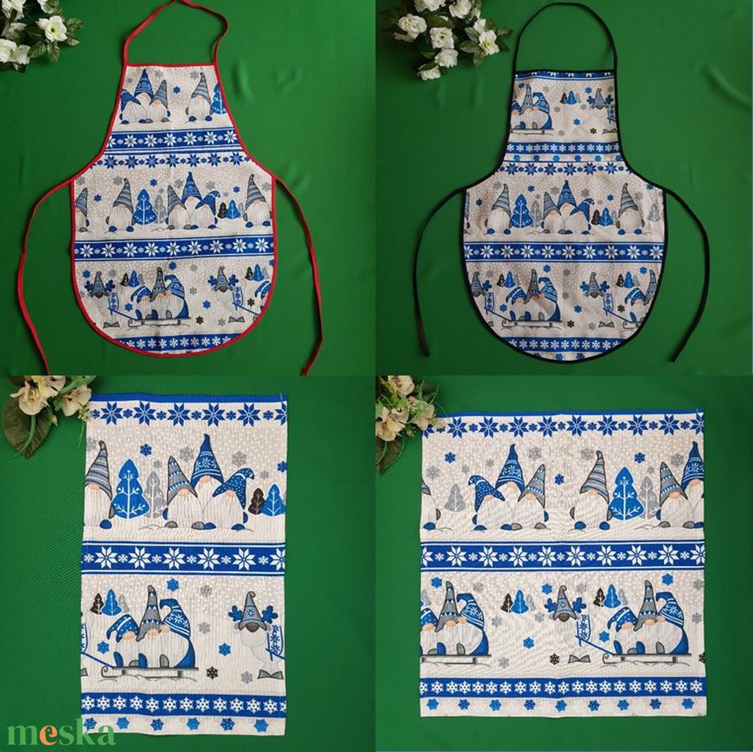 Nagyméretű karácsonyi manó mintás pamut konyharuha, törlőkendő - otthon & életmód - konyhafelszerelés, tálalás - konyhai textil - konyharuha & törlőkendő - Meska.hu