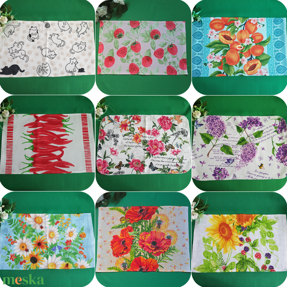 Karácsonyi manó mintás pamut konyharuha, törlőkendő - otthon & életmód - konyhafelszerelés, tálalás - konyhai textil - konyharuha & törlőkendő - Meska.hu