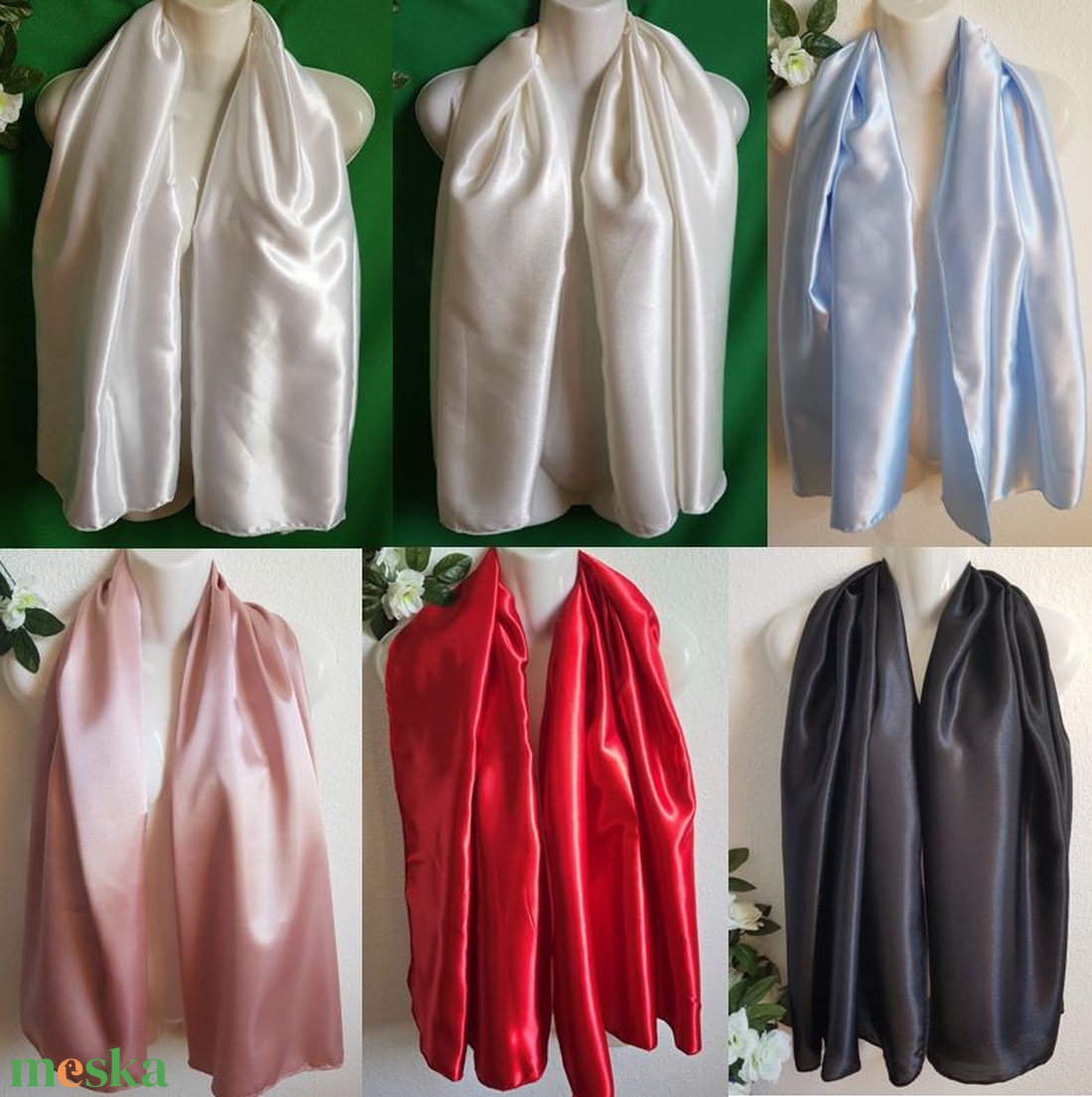 Fekete színű szatén sál, kendő, vállkendő, stóla - esküvő - kiegészítők - bolero és válltakaró - Meska.hu