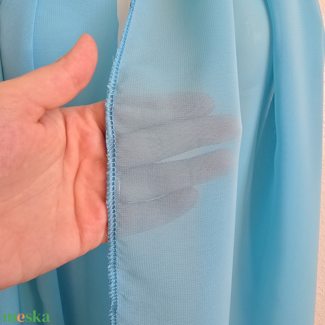Világos türkizkék színű muszlin sál, kendő, vállkendő, stóla - esküvő - kiegészítők - bolero és válltakaró - Meska.hu