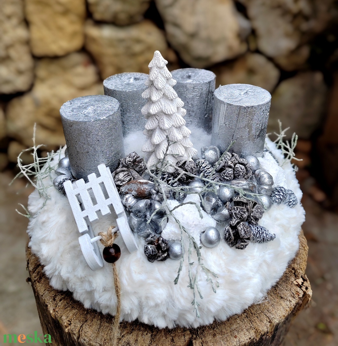 Ezüst és fehér adventi koszorú - karácsony - adventi díszek - adventi koszorú - Meska.hu Ezüst és fehér adventi koszorú - karácsony - adventi díszek - adventi koszorú - Meska.hu