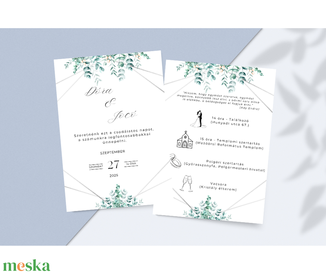 Greenery esküvői meghívó - esküvő - meghívó & kártya - meghívó - Meska.hu