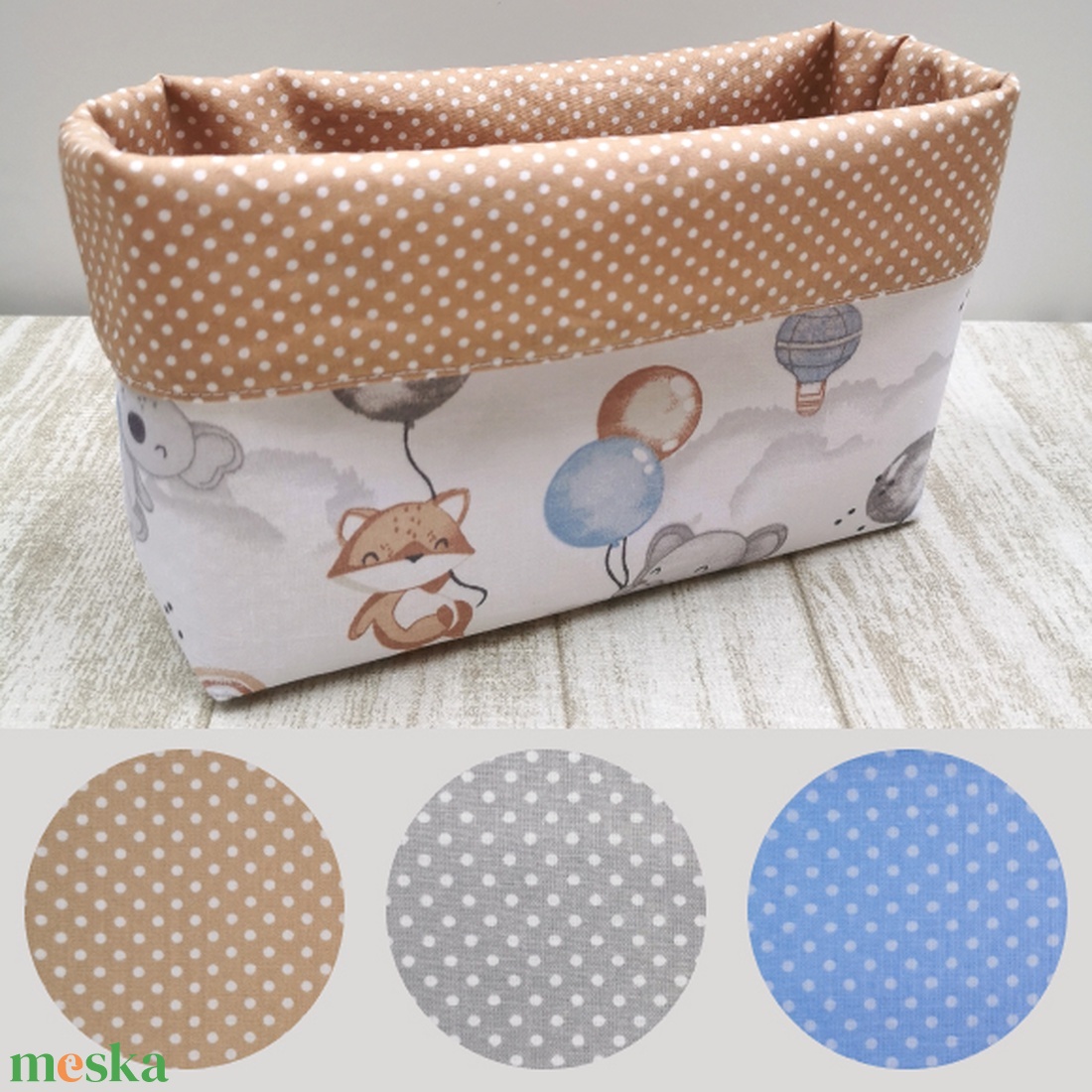 Textil asztali tároló babaszobába - Elefánt, róka, koala lufival UNISEX - otthon & életmód - tárolás & rendszerezés - tárolókosár - Meska.hu Textil asztali tároló babaszobába - Elefánt, róka, koala lufival UNISEX - otthon & életmód - tárolás & rendszerezés - tárolókosár - Meska.hu