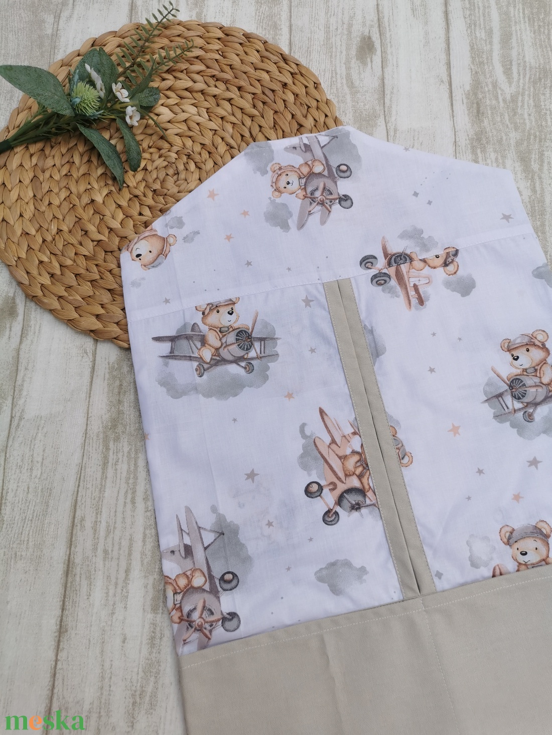 Óvodai Szett 2 db-os - Ruhazsák és tornazsák barna repülős maci- beige UNISEX - játék & sport - ovis felszerelés - ovis szett - Meska.hu