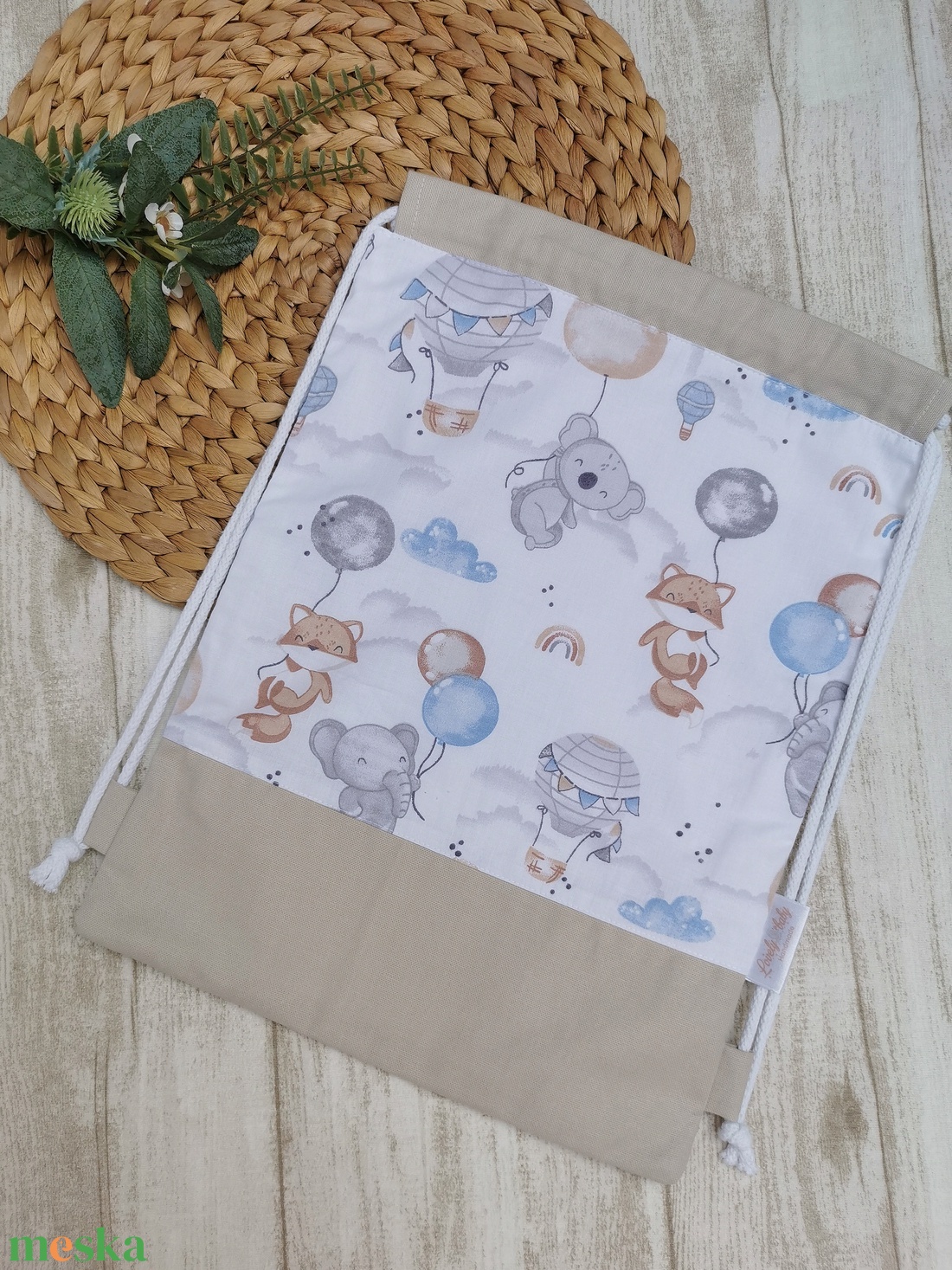 Óvodai Szett 2 db-os - Ruhazsák és tornazsák Elefánt, róka, koala lufival- beige UNISEX - játék & sport - ovis felszerelés - ovis szett - Meska.hu Óvodai Szett 2 db-os - Ruhazsák és tornazsák Elefánt, róka, koala lufival- beige UNISEX - játék & sport - ovis felszerelés - ovis szett - Meska.hu
