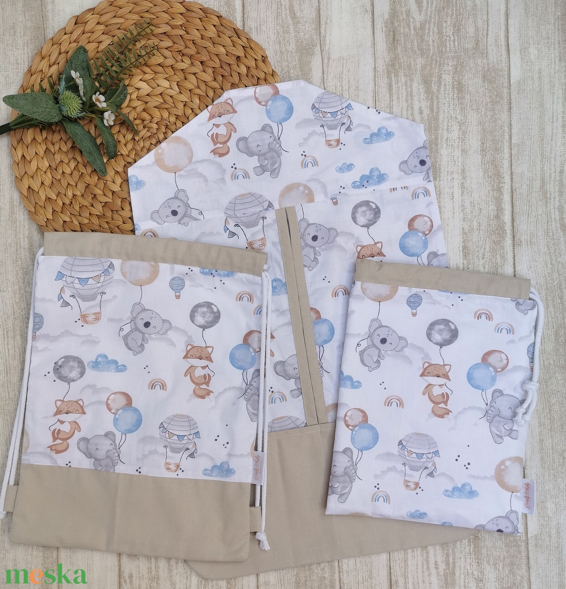 Óvodai Szett 3 db-os - Ruhazsák, tornazsák és tisztasági zsák Elefánt, róka, koala lufival- beige UNISEX - játék & sport - ovis felszerelés - ovis szett - Meska.hu Óvodai Szett 3 db-os - Ruhazsák, tornazsák és tisztasági zsák Elefánt, róka, koala lufival- beige UNISEX - játék & sport - ovis felszerelés - ovis szett - Meska.hu