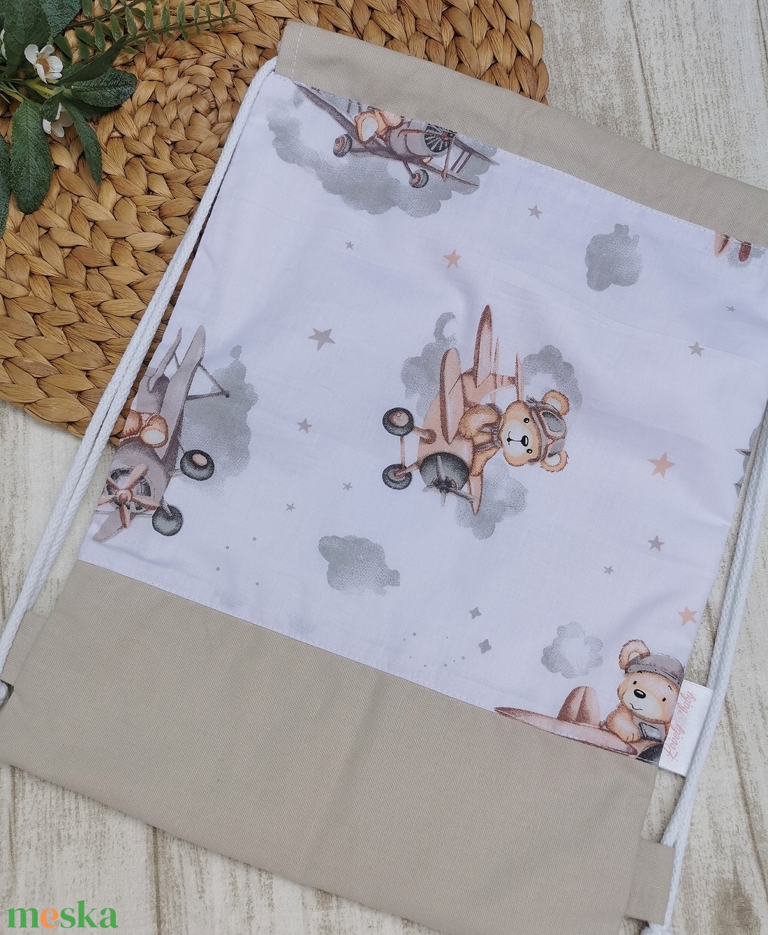 Óvodai tornazsák barna repülős maci- beige UNISEX - játék & sport - ovis felszerelés - ovis szett - Meska.hu Óvodai tornazsák barna repülős maci- beige UNISEX - játék & sport - ovis felszerelés - ovis szett - Meska.hu