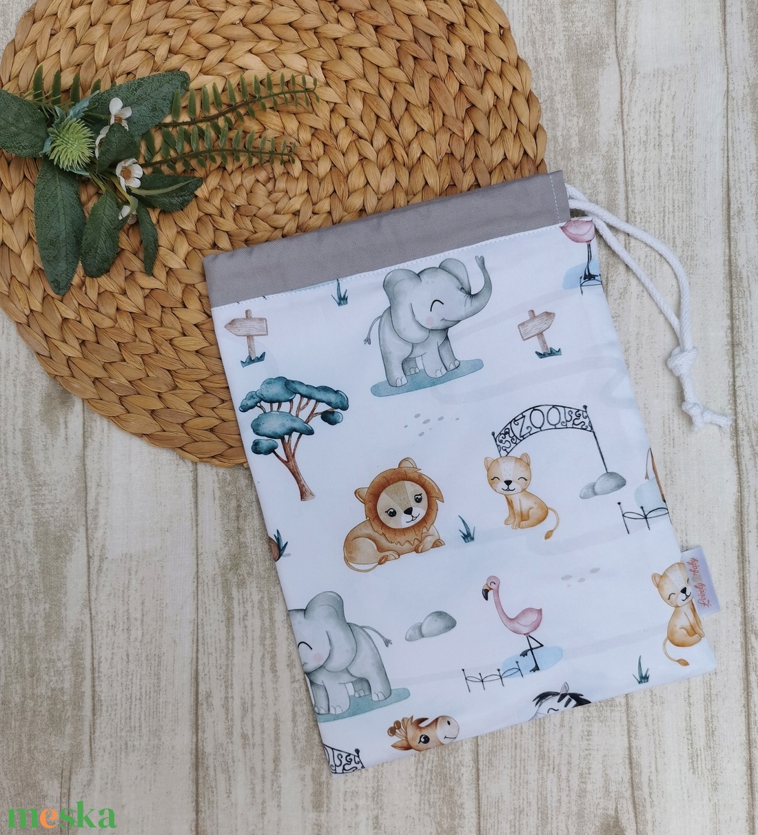 PRÉMIUM Ovis tisztasági zsák - állatkert- szürke - játék & sport - ovis felszerelés - tisztasági csomag - Meska.hu