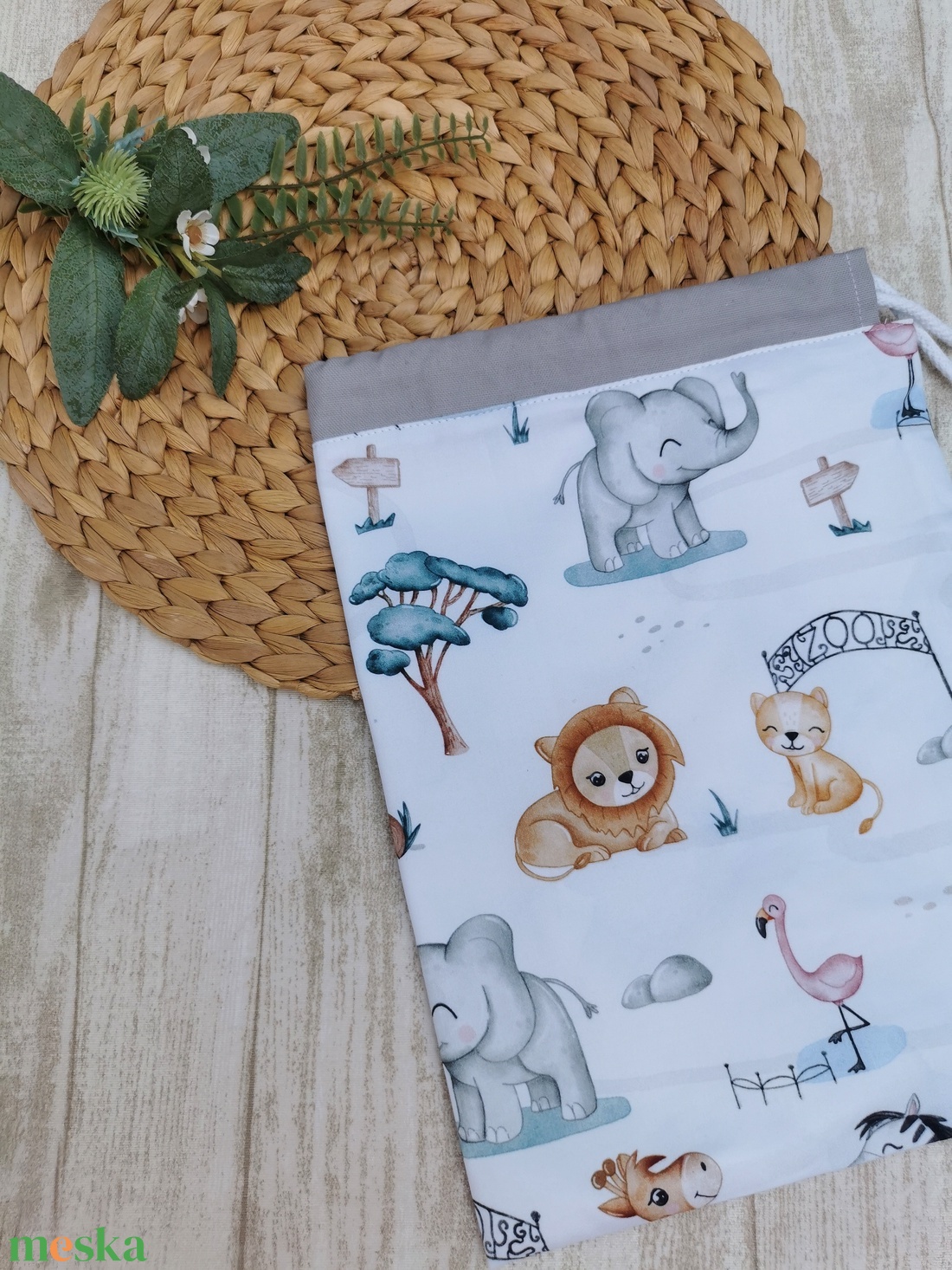 PRÉMIUM Ovis tisztasági zsák - állatkert- szürke - játék & sport - ovis felszerelés - tisztasági csomag - Meska.hu